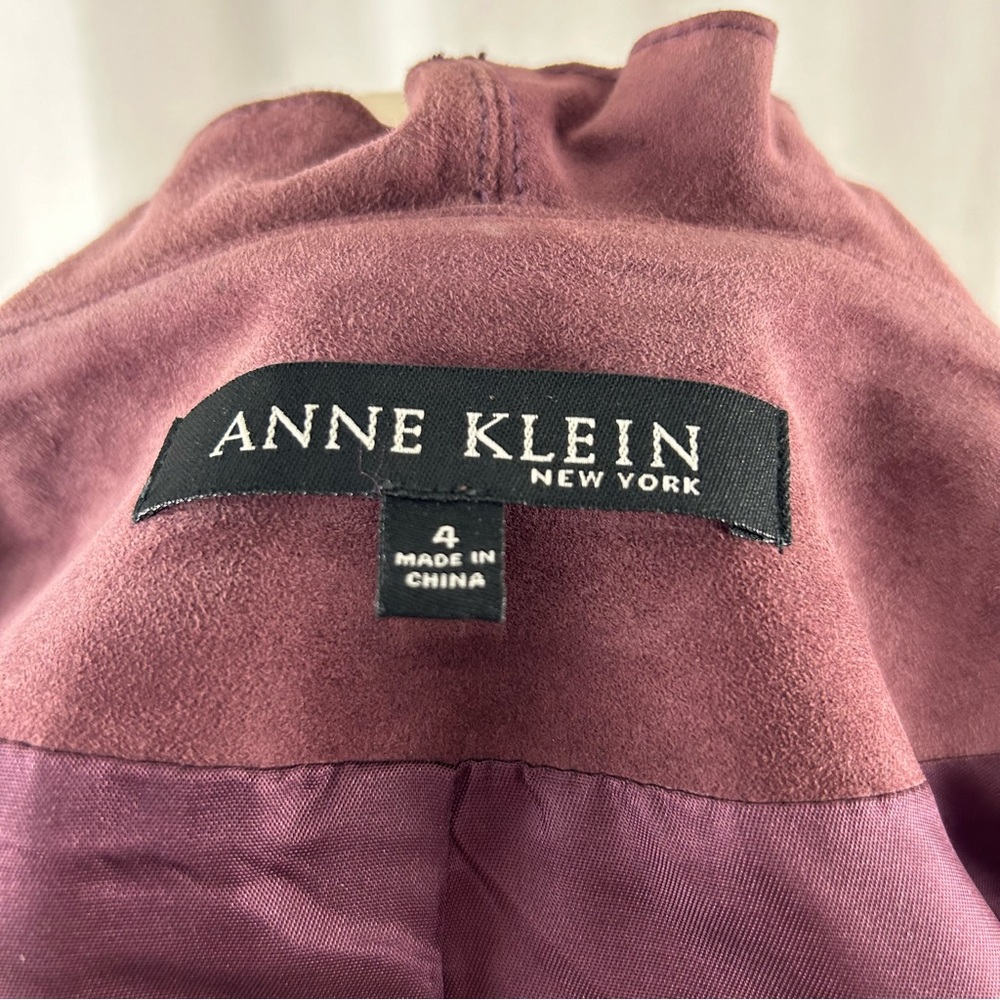 Anne Klein Plum Color Soft Suede Open Jacket 4 - Picture 10 of 11